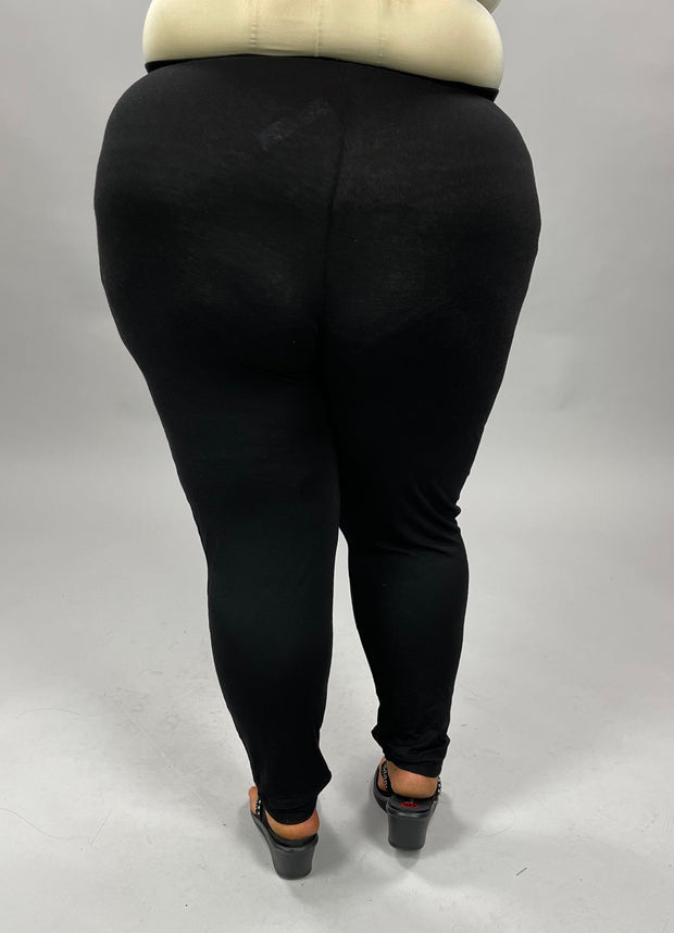 SALE!! BT-99 {Perfect Pair} "Buttersoft" Black Cuffed Leggings PLUS SIZE 1X 2X 3X