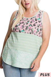 21 SV-A {Boss You Around} Mint Leopard Print Top PLUS SIZE 1X 2X 3X