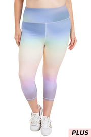 LEG-44 {Pastel Delight} Pastel Tie Dye Capri Leggings PLUS SIZE XL 1X