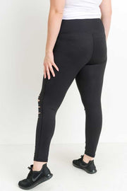 BT-99 {Charming One} Black Legging W/Knee Slits PLUS SIZE XL 1X 2X 3X