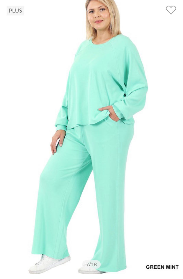 SALE!! 17 SET-F {Raising The Bar} Mint Loungewear Set PLUS SIZE 1X 2X 3X