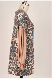 SALE! 21 CP-B {Meant Well}  Mocha Teal Leopard Knit Top PLUS SIZE XL 2X 3X