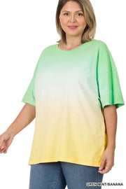 95 PSS-M {The Only Way} Mint/Yellow Dip Dye Top PLUS SIZE 1X 2X 3X