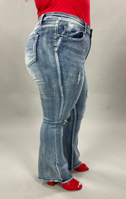 SALE!! BT-S {Elite} Hi Rise Light Denim Distressed