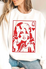 SALE!! 80 GT-W {Queen Dolly} White Queen of Hearts Graphic Sweatshirt PLUS SIZE XL 2X 3X