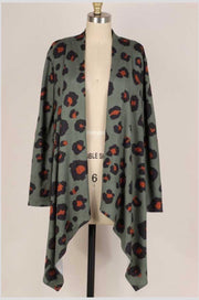 SALE! 19 OT-A {Real Life} Green Cheetah Cardigan PLUS SIZE 1X 2X 3X