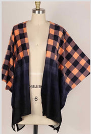 20 OT-D {Cuddle Ready} Navy/Melon Plaid Cardigan PLUS SIZE 1X/2X 2X/3X