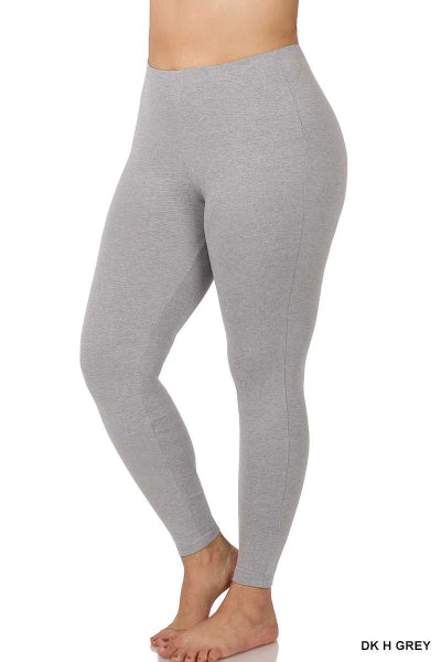 LEG-C {Embrace Change} Dk. H. Grey Cotton Full Length Leggings PLUS SIZE 1X 2X 3X