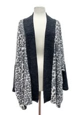 57 OT-E {Scratch That} White Leopard Print Cardigan PLUS SIZE 1X 2X 3X 4X 5X