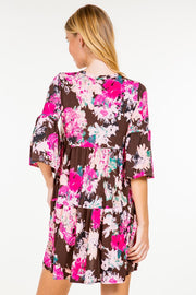 SALE!! 52 PQ-A {Heartbroken No More} Brown Floral Tiered Dress PLUS SIZE 2X 2X 3X