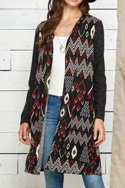 SALE! 77 OT-P {Promises Kept} Burgundy/Black Print Duster PLUS SIZE XL 2X 3X