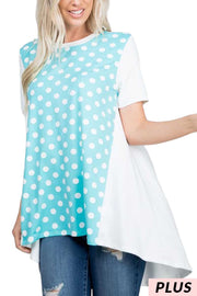 SALE!! 24 CP-C {Keeping Up} Aqua Polka Dot Hi/Low Top PLUS SIZE XL 2X 3X