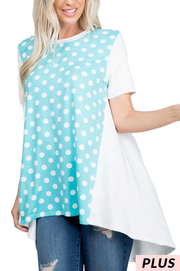 SALE!! 24 CP-C {Keeping Up} Aqua Polka Dot Hi/Low Top PLUS SIZE XL 2X 3X