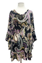 SALE!! 12 PQ {Ready For You} Purple/Mustard Paisley Print Top EXTENDED PLUS SIZE 4X 5X 6X