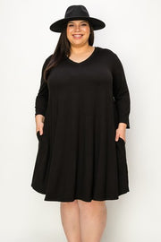 52 SQ {Exclusive Party} Black V-Neck Tunic EXTENDED PLUS SIZE 3X 4X 5X