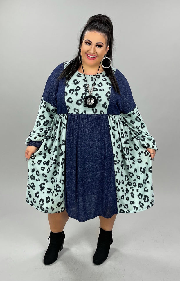 SALE!!  36 CP-E {Out And About} Mint Animal Print Dress PLUS SIZE 1X 2X 3X