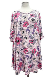 SALE!! 34 PSS {Totally Darling} Pink Floral Tunic EXTENDED PLUS SIZE 4X 5X 6X