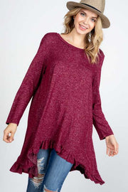 36  SLS {Pair With A Smile} Burgundy Hi/Low Tunic  PLUS SIZE 1X 2X 3X