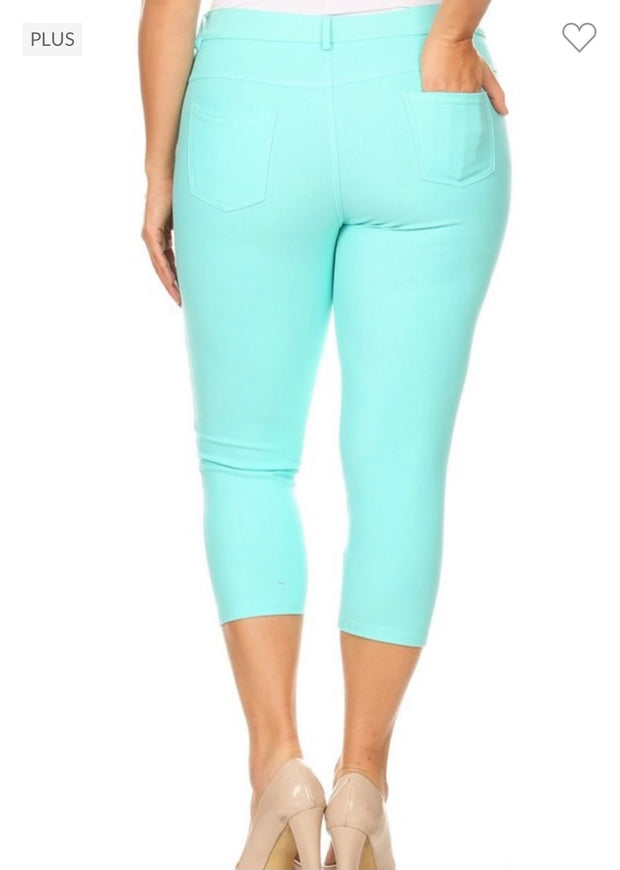 LEG-8 {Mint Revolution} Mint Capri Length Jeggings PLUS SIZE 1X 2X 3X