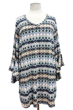 SALE!! 88 PQ {Meant To Appeal} Ivory/Multi-Color Print Top EXTENDED PLUS SIZE 4X 5X 6X