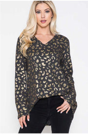 SALE!! 94 PLS-A {For the Soul} Gold Animal Print Top PLUS SIZE 1X 2X 3X