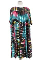 80 PSS {No Two Alike} Black/Teal Print Tiered Dress EXTENDED PLUS SIZE 1X 2X 3X 4X 5X