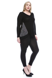 26 SD {Precious Intrigue} VOCAL Black Waffle Knit Stud Top PLUS SIZE XL 2X 3X