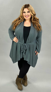 SALE!!  41 OT-C {Time To Go} Grey Tie Front Cardigan  PLUS SIZE XL 2X 3X