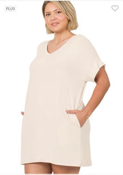 SALE!! 45 SSS-B {Simple Ease} Sand Beige V-Neck Tunic PLUS SIZE 1X 2X 3X