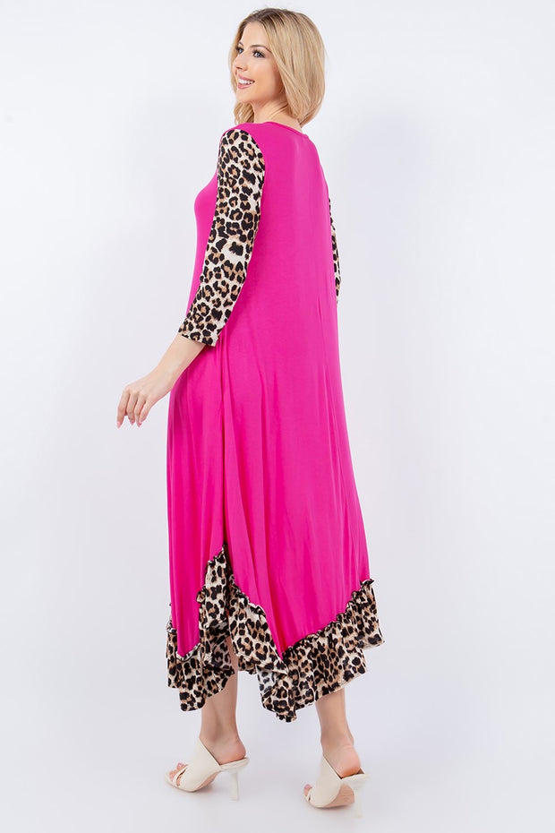 LD-U {Roar For Me} Fuchsia Leopard Print Dress PLUS SIZE XL 2X 3X