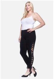 SALE!! BT-N {Seeking Attention}  Black Lace Up Straight Leg Pants PLUS SIZE 1X 2X 3X