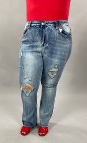 BT-S {Elite} Hi Rise Light Denim Distressed