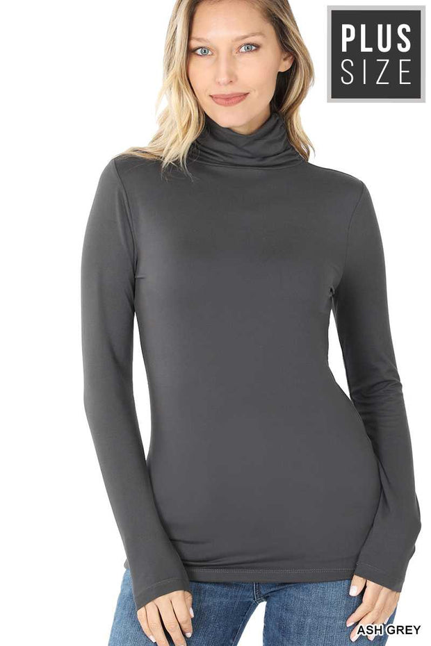 SALE!! 56 SLS-F {Best There Is} Ash Gray Gathered Turtleneck Top  SALE!!!  PLUS SIZE 1X 2X 3X