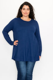 SALE!! 50 SLS-B {The New Staple} Navy "Buttersoft" Long Sleeve Top EXTENDED PLUS SIZE 1X 2X 3X 4X 5X 6X