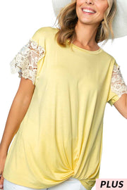 SALE!! 24 SD-Q {Details Matter} Sunray Yellow Lace Detail Top PLUS SIZE 1X 2X 3X