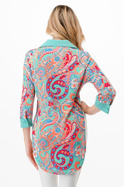 SALE!! 96 OT-A {The Way We Roll} Multi-Color Paisley Slit Side Top PLUS SIZE 1X 2X 3X