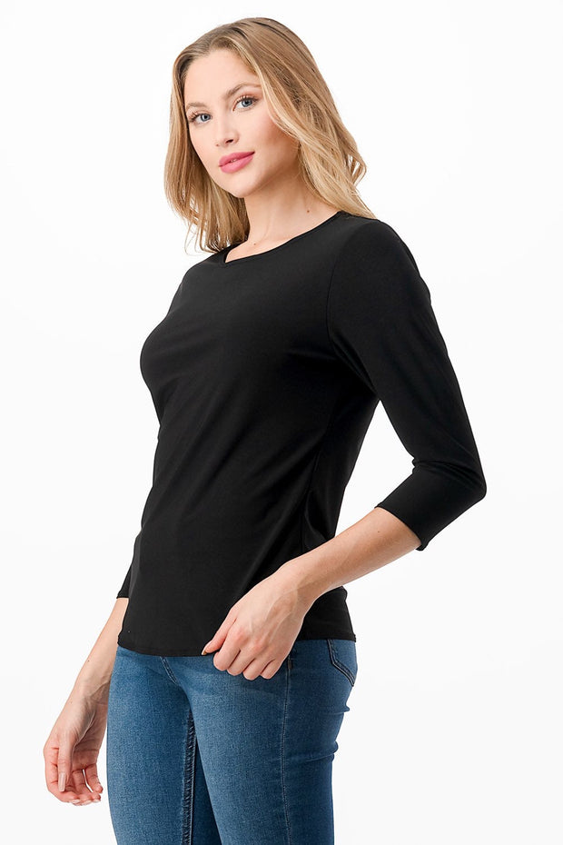 SALE!! 58 SQ-K {Chase The Good} Black Round Neck Top PLUS SIZE 1X 2X 3X