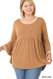 SALE! 18 SD {Appreciate The Elegance} Dark Camel Babydoll Top PLUS SIZE 1X 2X 3X