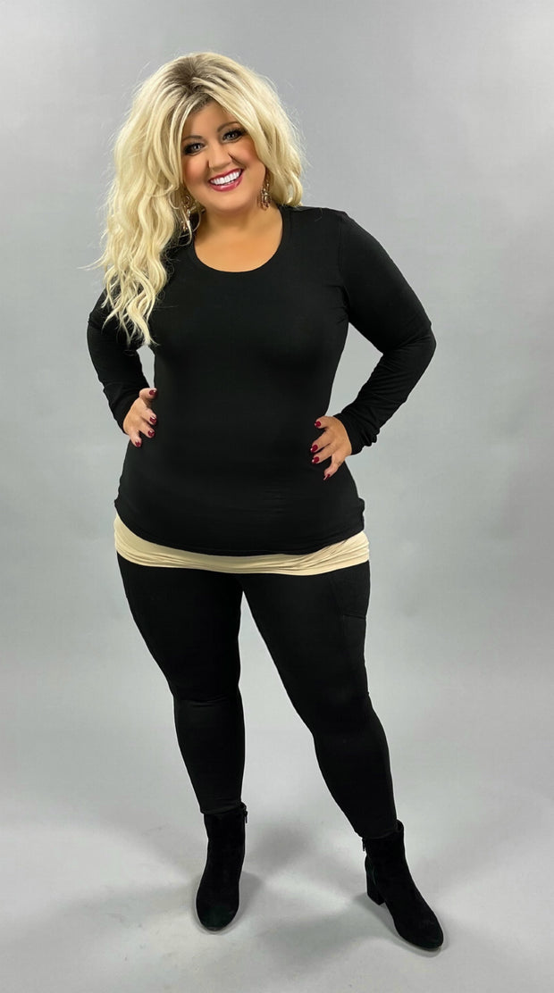 40 SLS-A {Midnight Rush} Black Crew Neck Active Basic Top PLUS SIZE XL 1X 2X