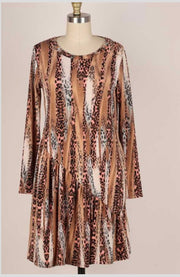 SALE! 21 PLS-A {Rock On Girl} Tan Leopard Print Ruffle Dress PLUS SIZE 1X 2X 3X