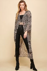 SALE!! LD-C {Chic Edge} Leopard Print Long Kimono PLUS SIZE XL 2X 3X