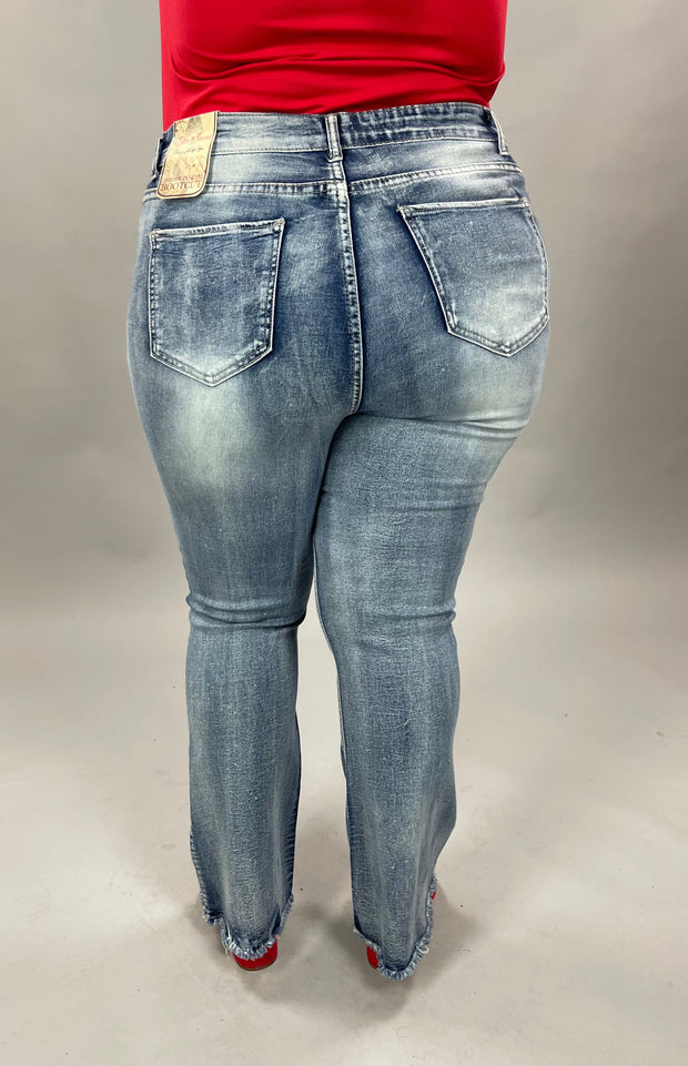 SALE!! BT-S {Elite} Hi Rise Light Denim Distressed