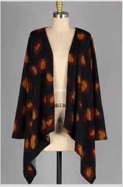 SALE! 13 OT-A {Far From Over} Navy Camel Printed  Cardigan PLUS SIZE XL 2X 3X