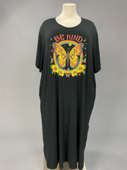 LD-Q {Be Kind Butterfly} Black Graphic Print Dress CURVY BRAND!!!  EXTENDED PLUS SIZE XL 2X 3X 4X 5X 6X