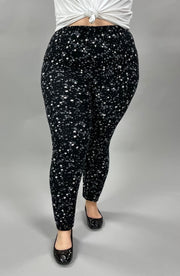 BT-99 {Star Light}  Black Small Star Print Leggings EXTENDED PLUS SIZE 3X/5X