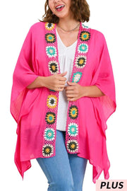 SALE!! 40 OT-A {Maybe Some Day} Umgee Hot Pink Kimono PLUS SIZE XL/1X  1X/2X