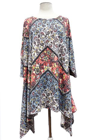 SALE!! 22 PQ {Better Look Again} Pink/Blue Floral Asymmetrical Top