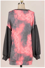 SALE! 25 CP-O {Late For The Party} Pink Grey Tie Dye Top PLUS SIZE XL 2X 3X