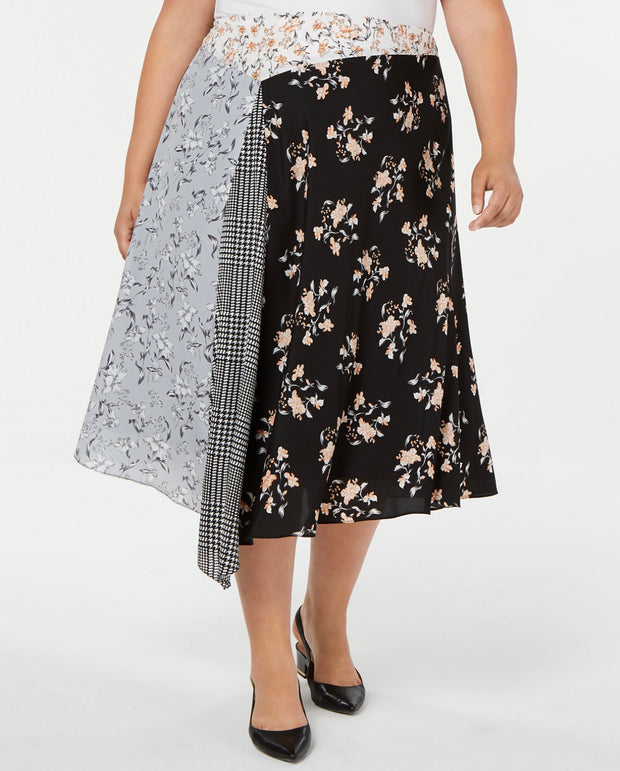 SALE!! BT-Q  M-109 {Calvin Klein} Mixed Print Asymmetrical Skirt  RETAIL $99.50  PLUS SIZE 16W