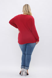 26 SD {Sweeter Than Sugar} VOCAL Red Long Sleeve Top w/Studs PLUS SIZE XL 2X 3X